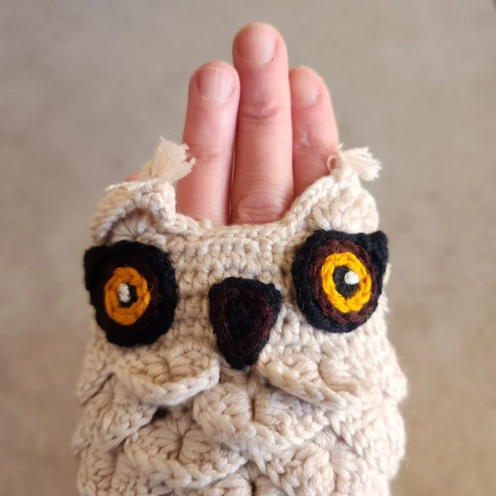 NEW Fingerless Owl Mittens Cute Crochet Knit Kawaii Bird Gloves